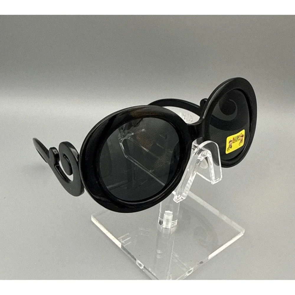 Kids OVERSIZED XXLarge Round Black Baroque Designer Sunglasses-